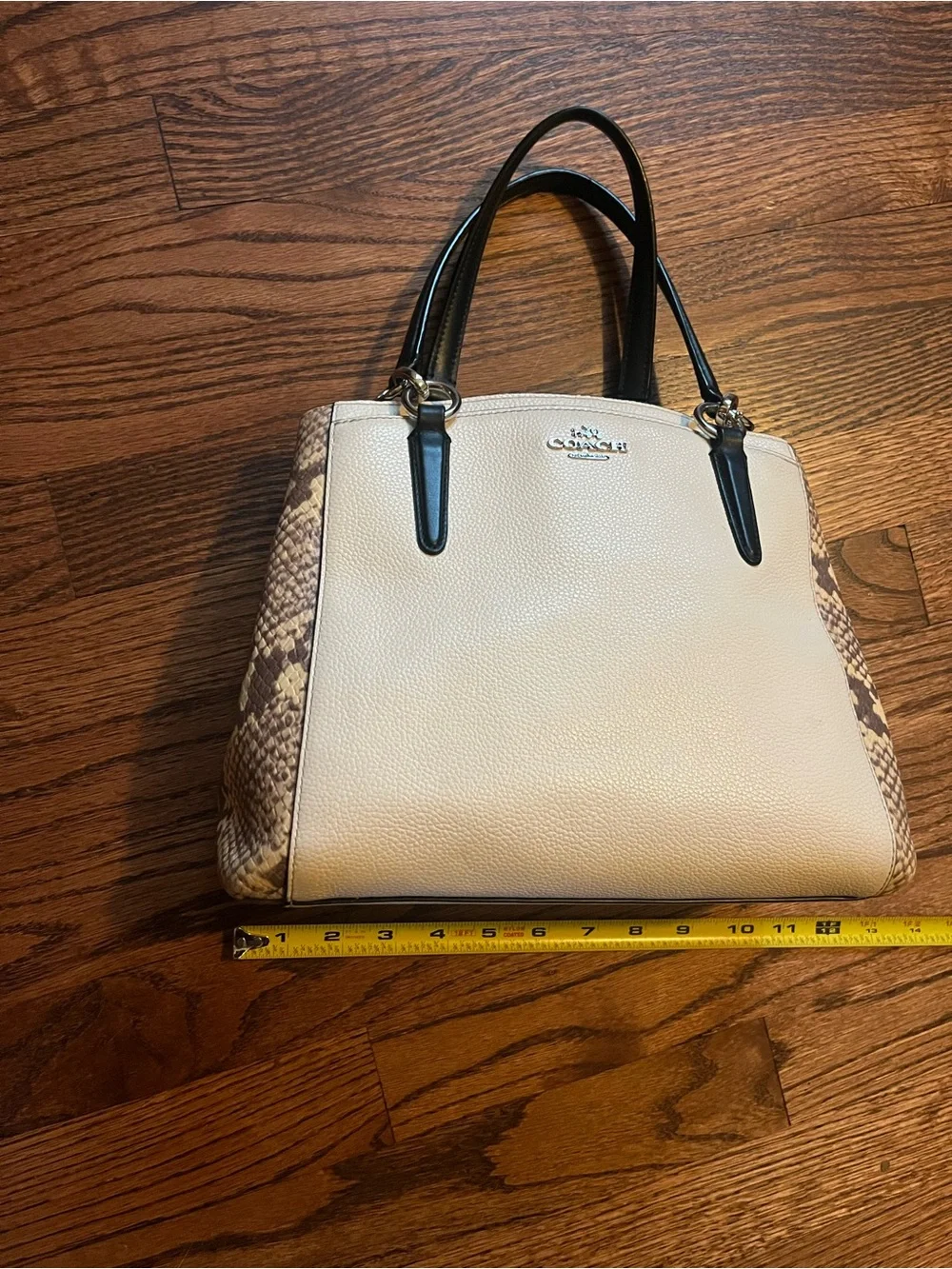 Coach Pebbled Leather Bag in Cream, Brown & Black